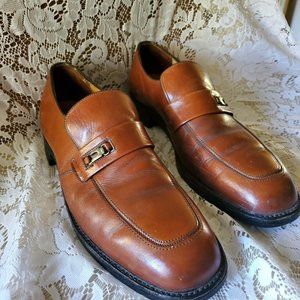 HY-TEST Brown Leather Anchor Flange Strap Safety Work steel toe Shoes Men 10.5B.